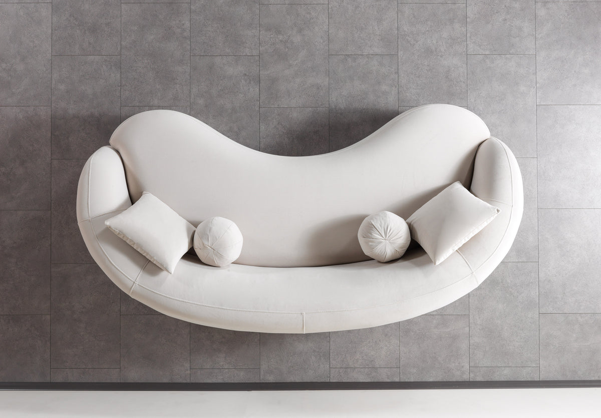 Emily Ivory Velvet Sofa 91"