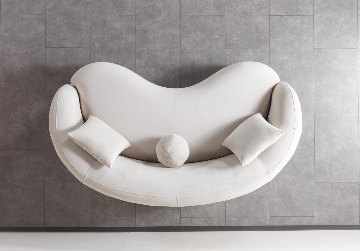 Emily Ivory Velvet Loveseat 81"