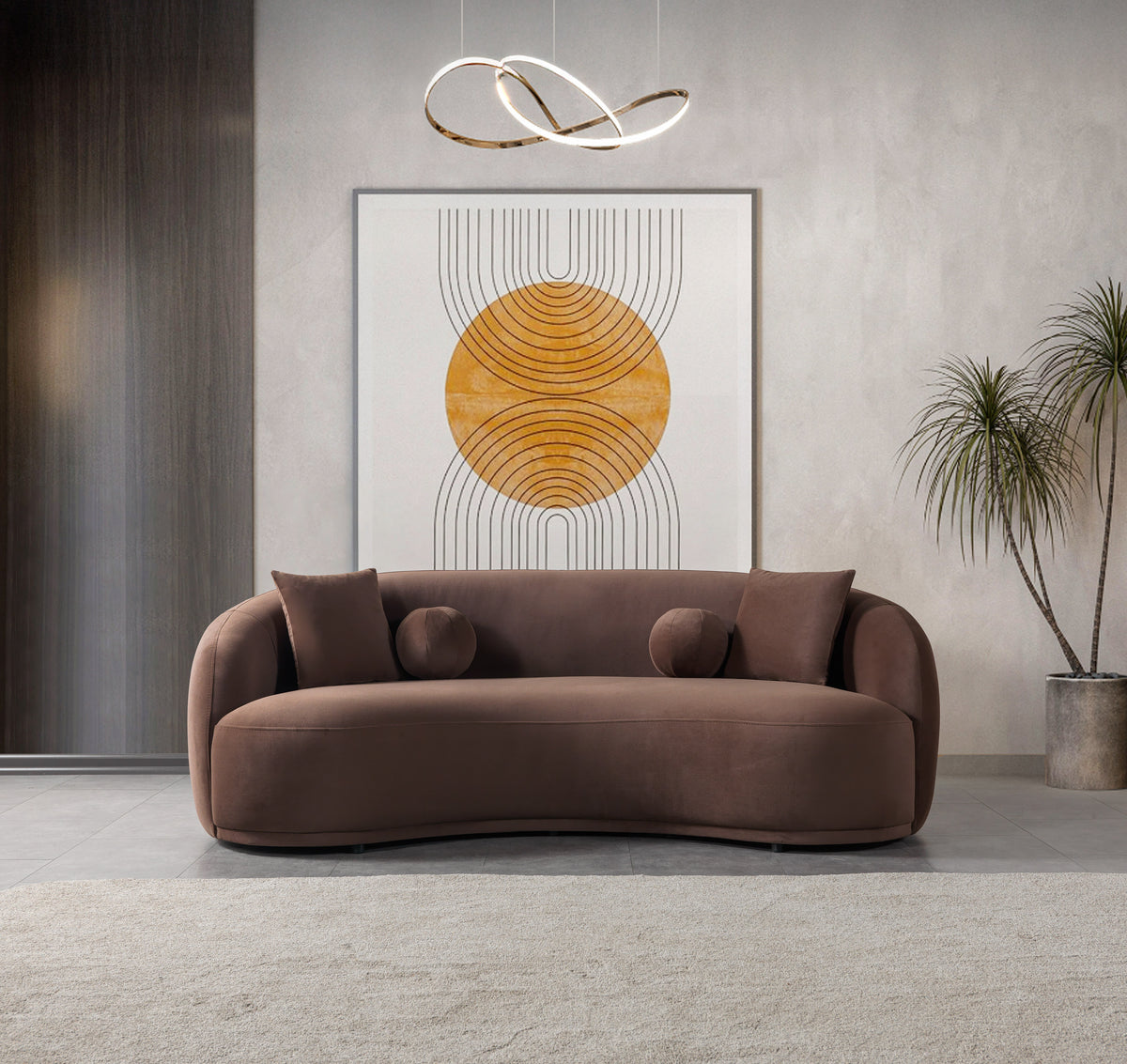 Emily Coffee Velvet Sofa 91" & Loveseat 81"