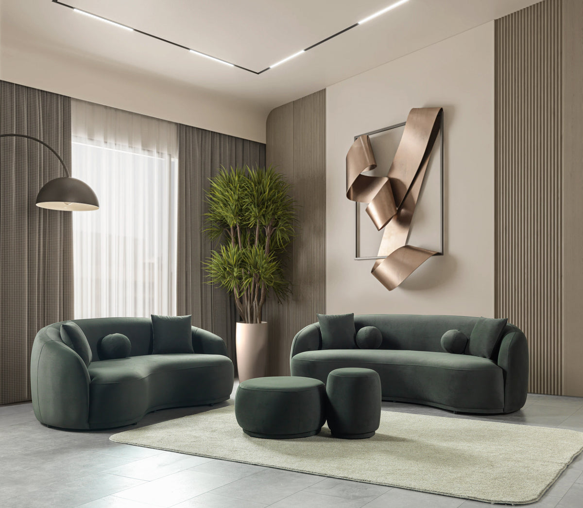 Emily Green Velvet Loveseat 81"