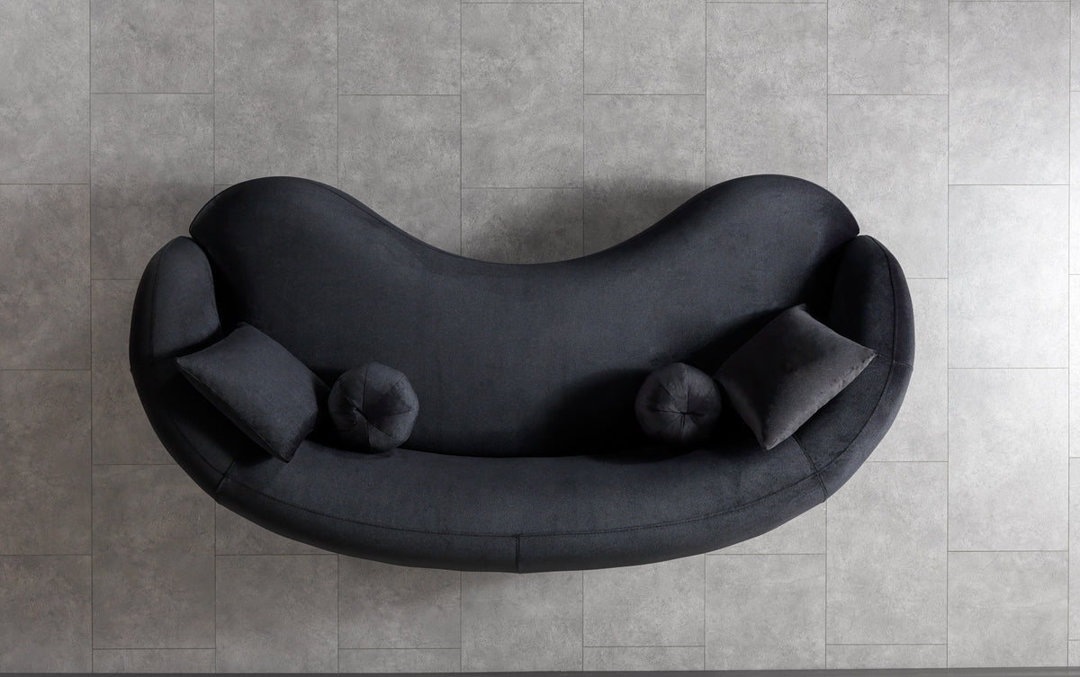 Emily Black Velvet Sofa 91"