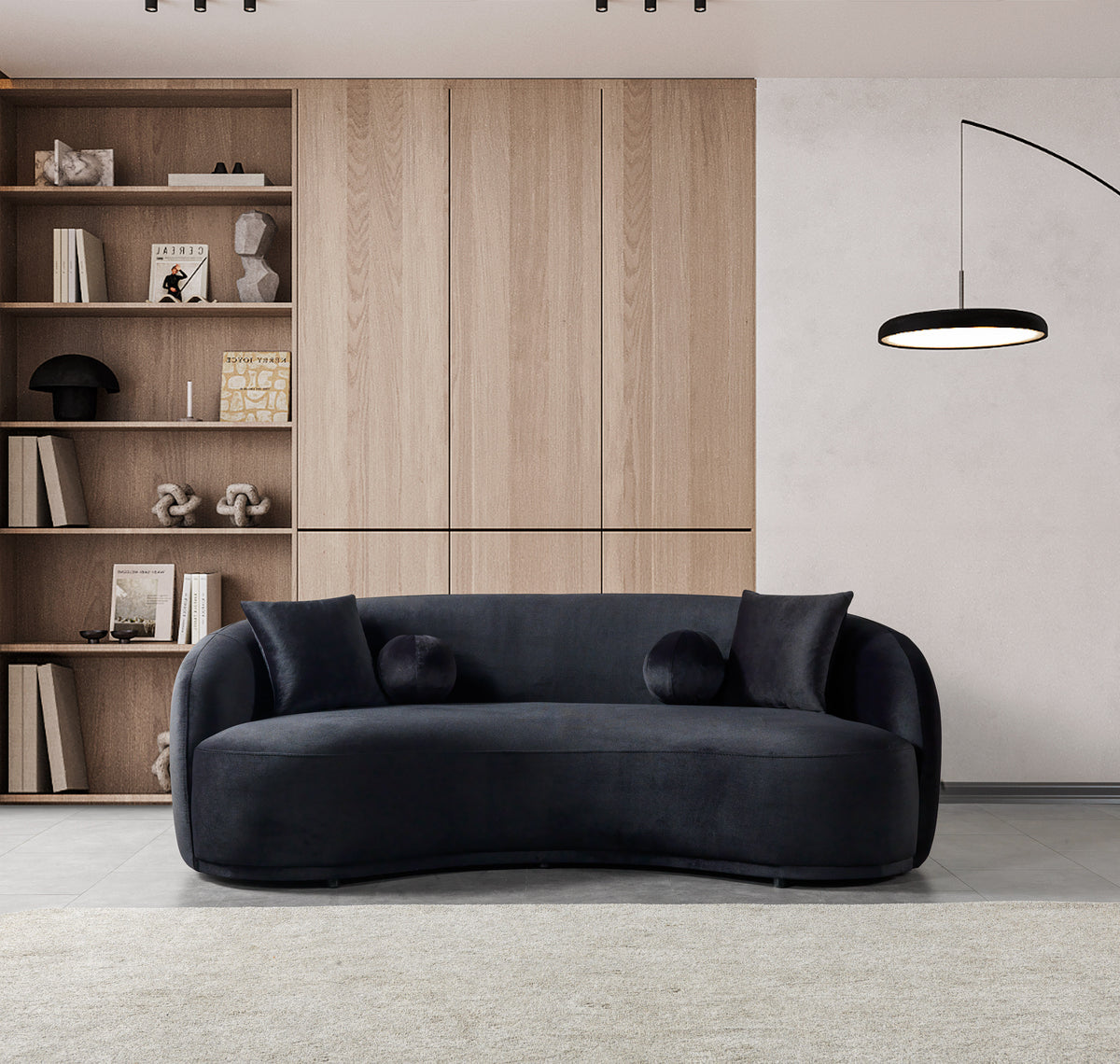 Emily Black Velvet Sofa 91" & Loveseat 81"