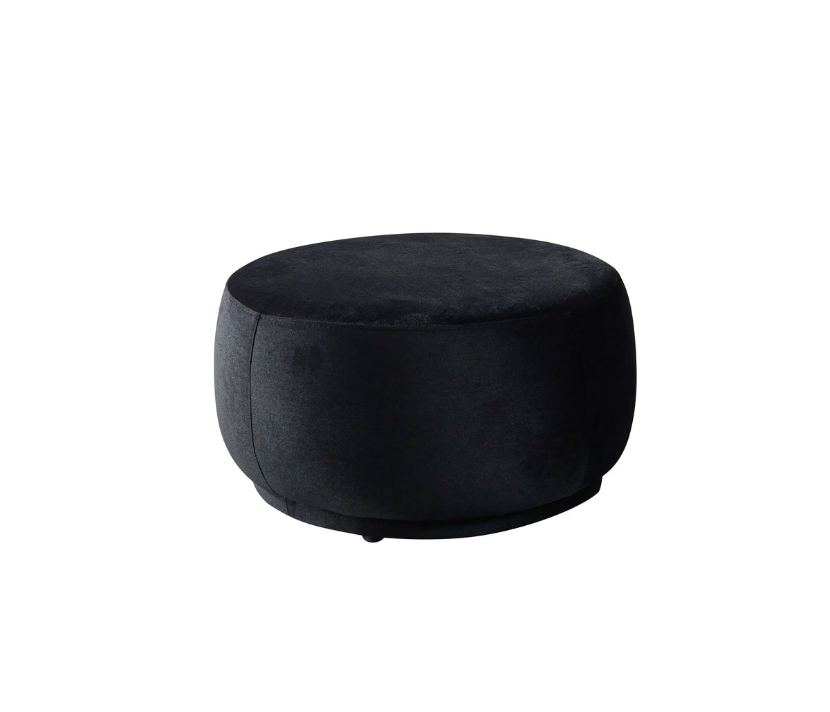 Ava Black Velvet Round Ottoman