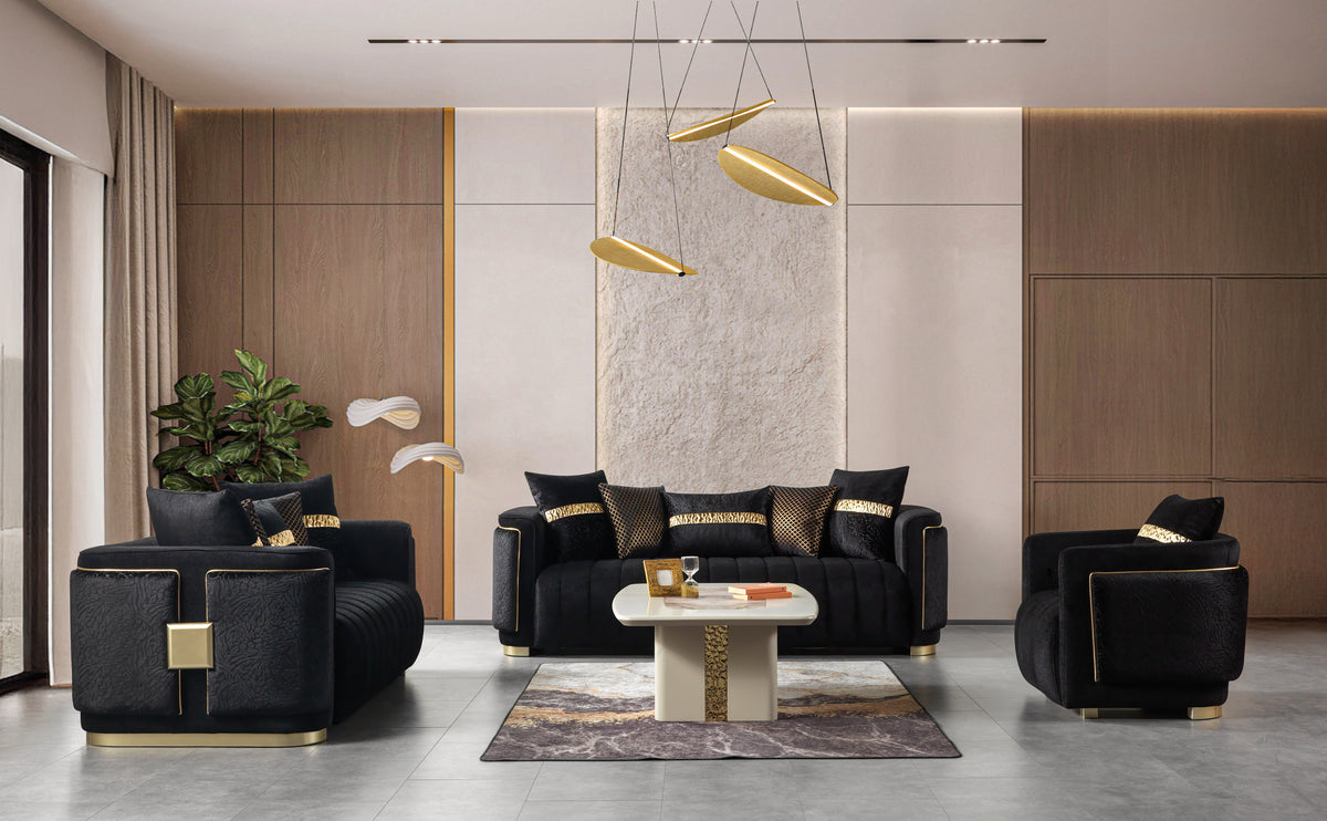 Carlina Black Velvet Sofa & Loveseat from Ella Furniture