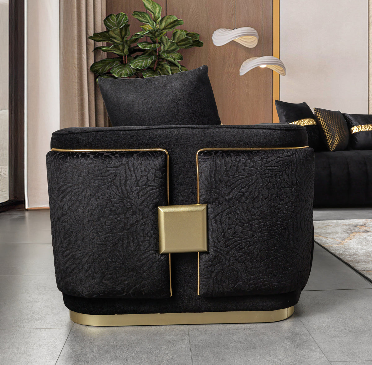 Carlina Black Velvet Sofa & Loveseat view 10