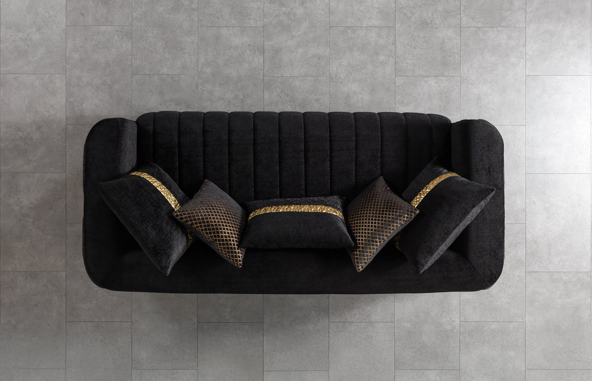 Carlina Black Velvet Sofa view 5