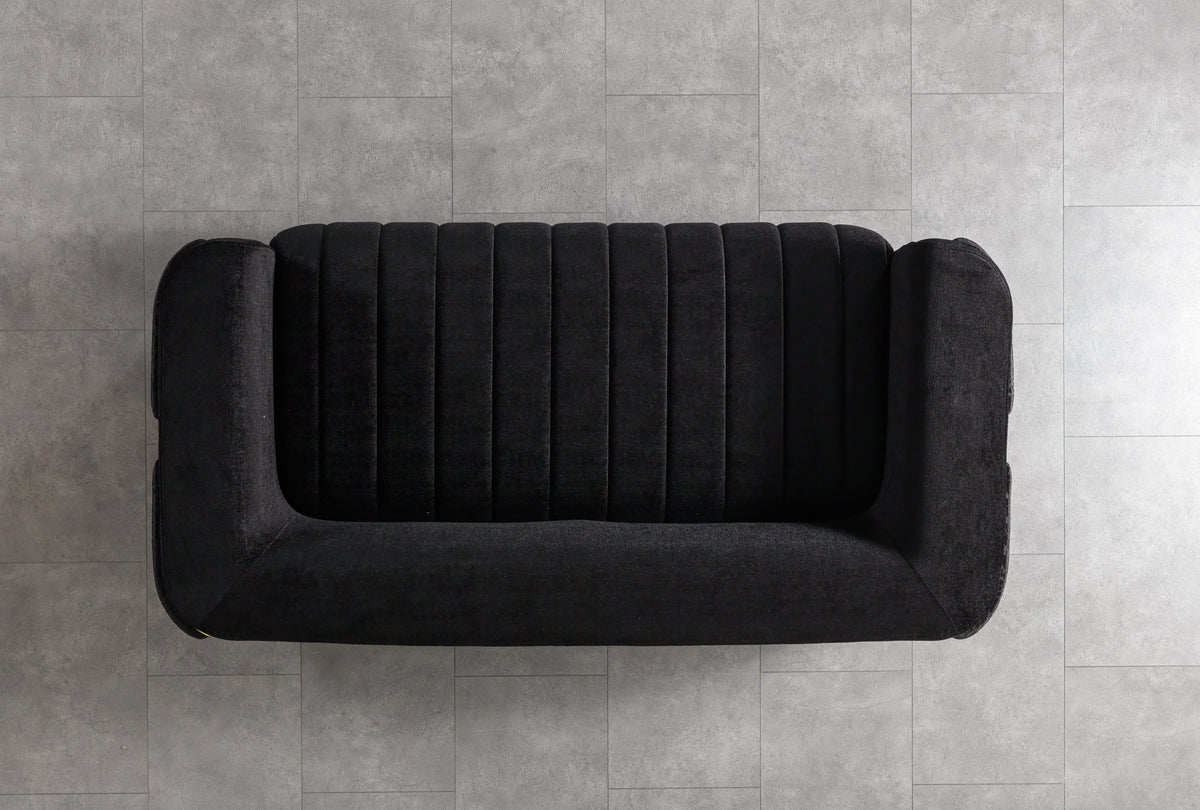Carlina Black Velvet Loveseat 77" view 6