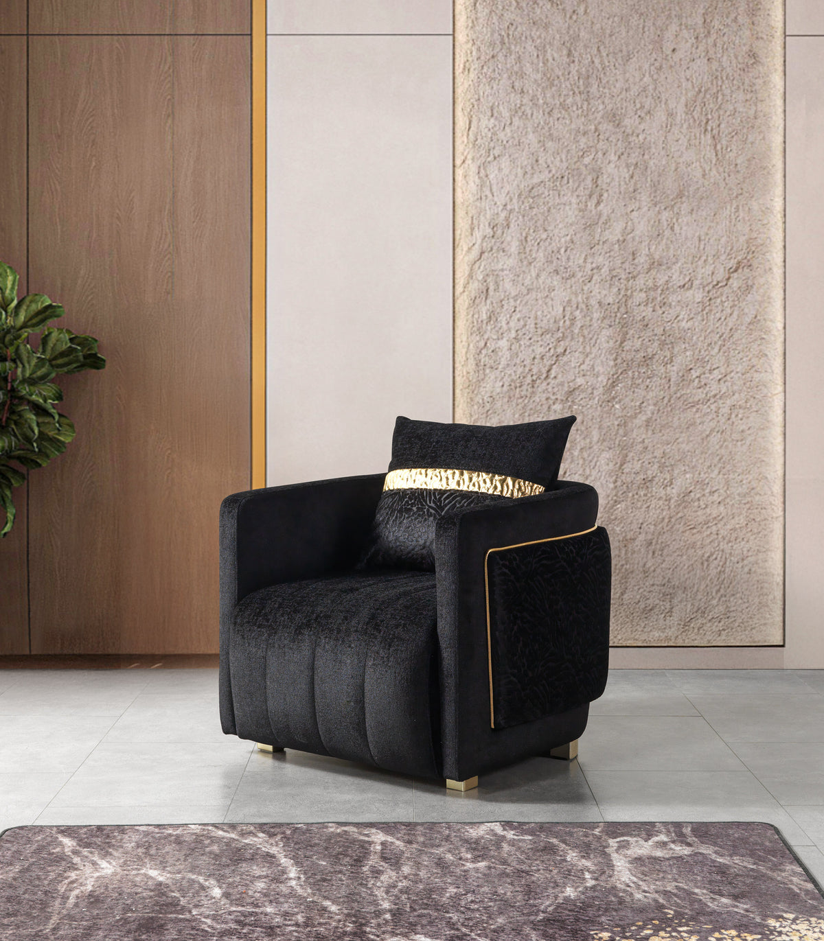 Carlina Black Velvet Chair view 4