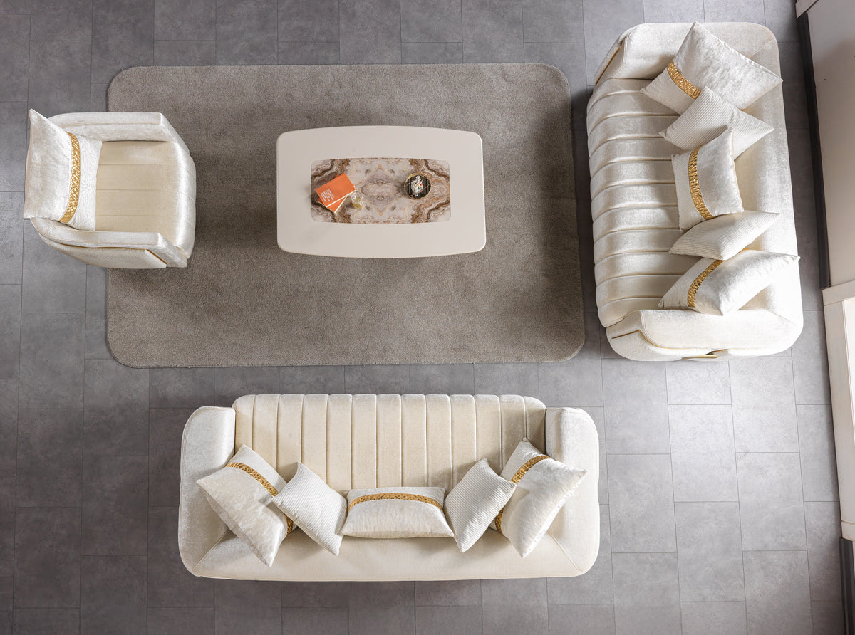 Carlina Ivory Velvet Chair view 3