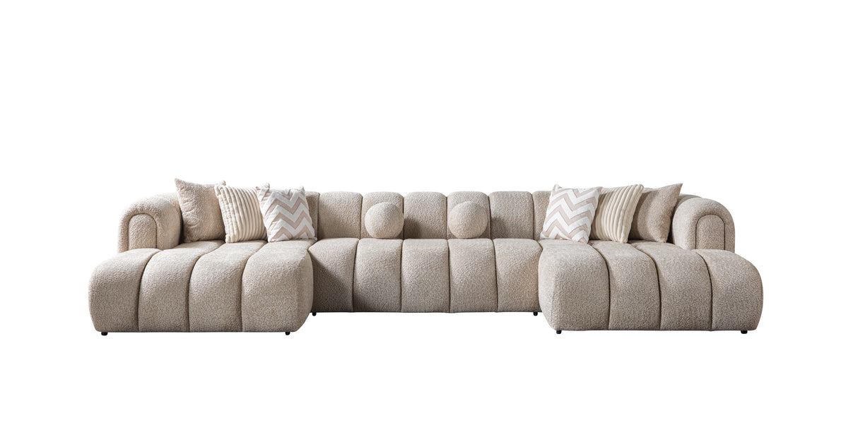 Lis Sand Boucle Double Chaise 147" Sectional view 13