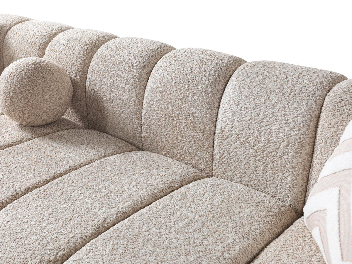 Lis Sand Boucle Double Chaise 147" Sectional view 9