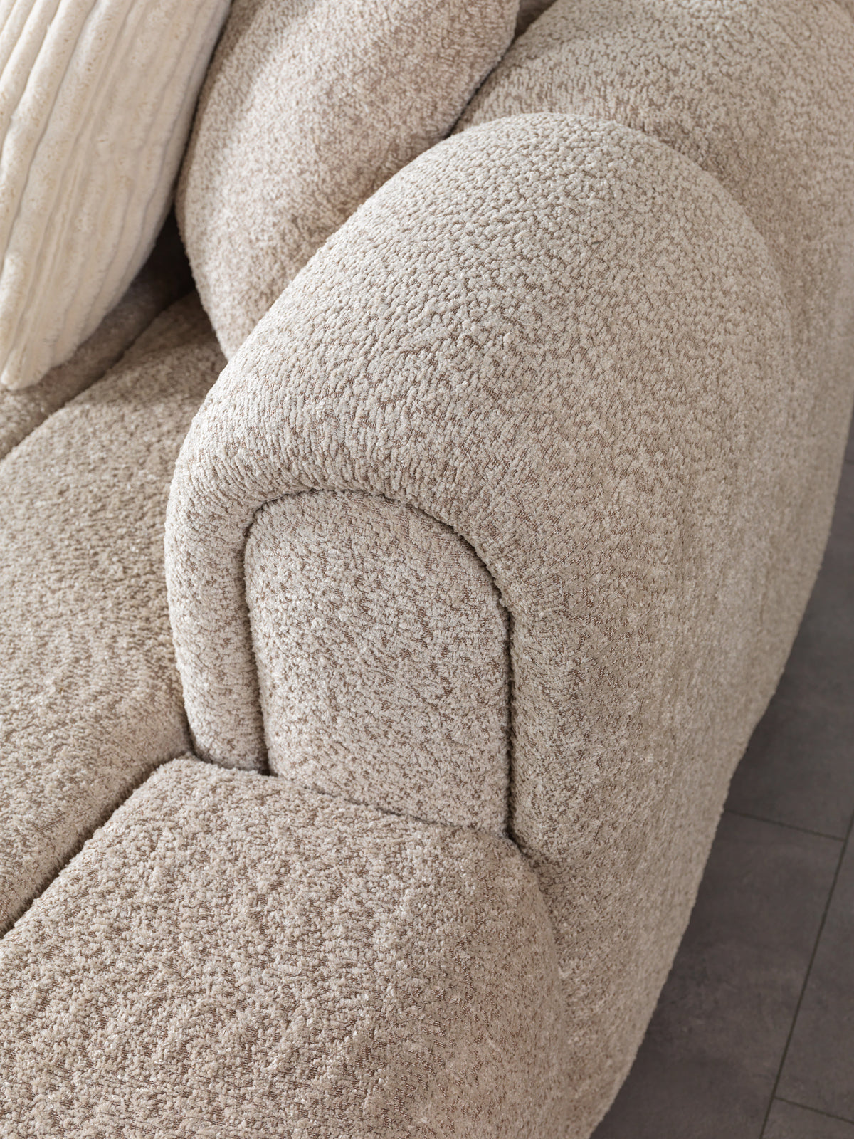 Lis Sand Boucle Double Chaise 147" Sectional view 11