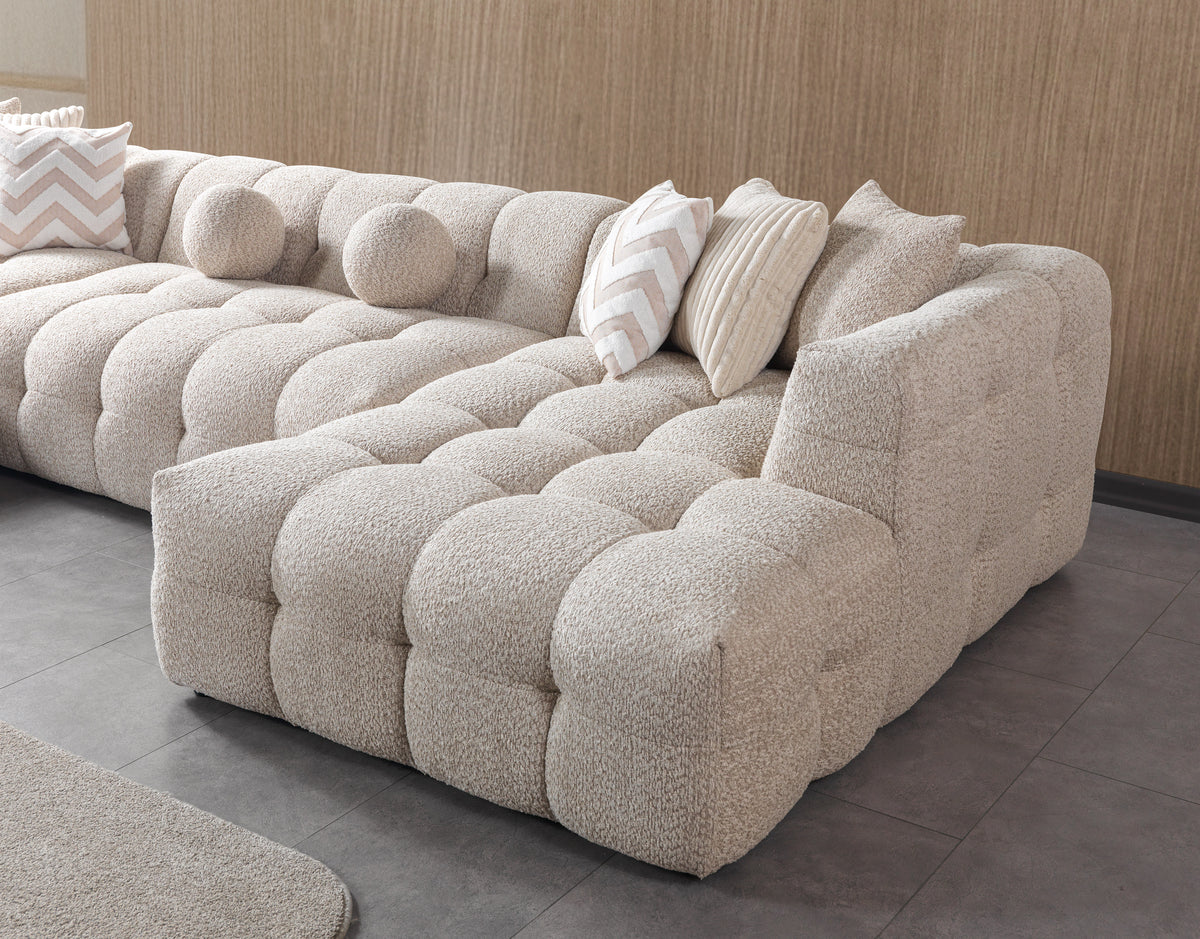 Ivy Sand Boucle Double Chaise 146" Sectional view 6