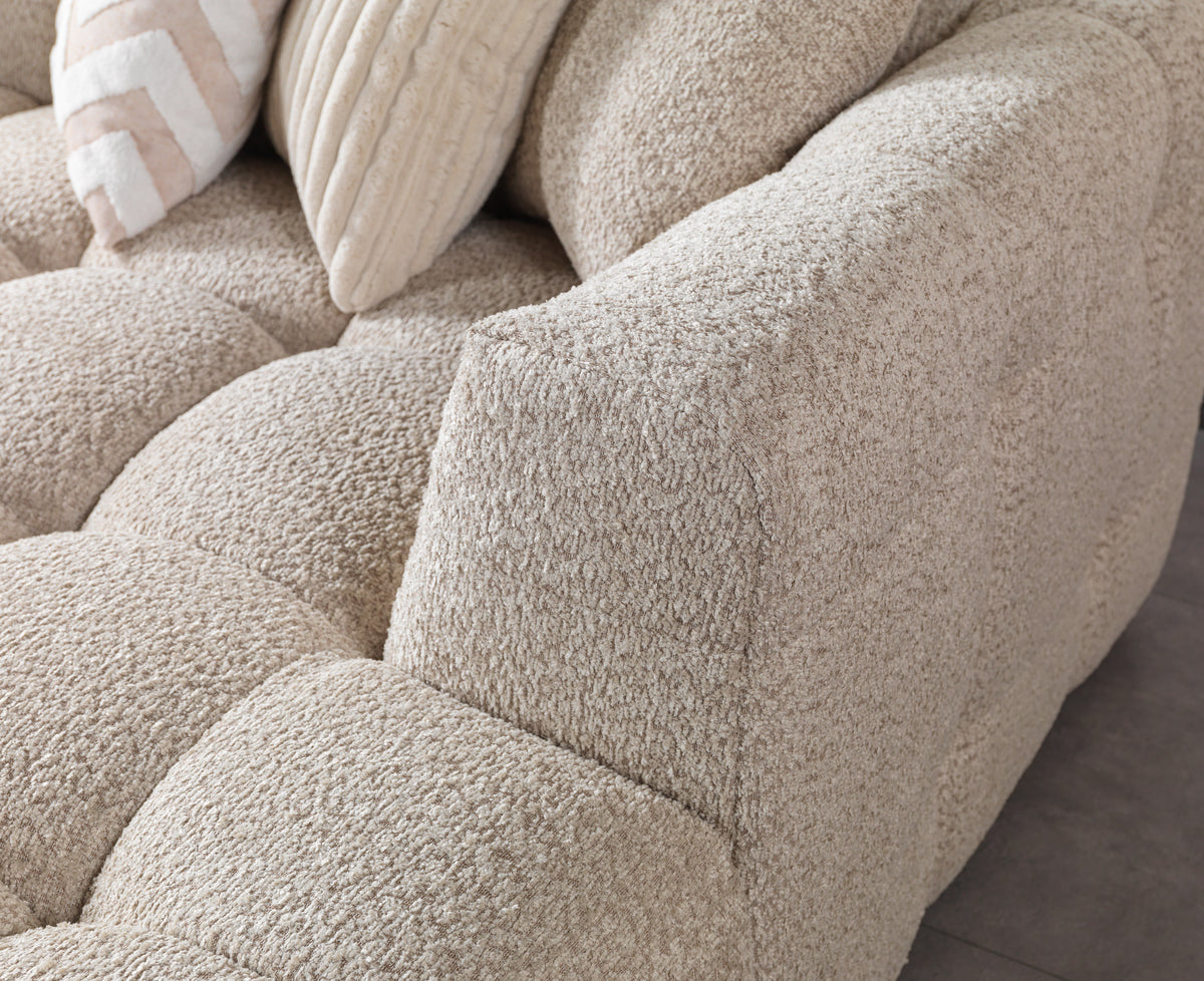 Ivy Sand Boucle Double Chaise 146" Sectional view 10