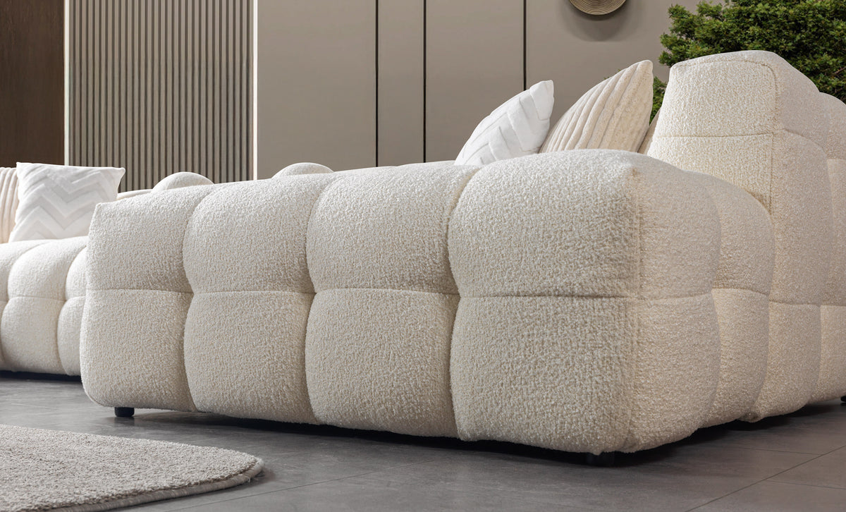 Ivy Ivory Boucle Double Chaise 146" Sectional view 9
