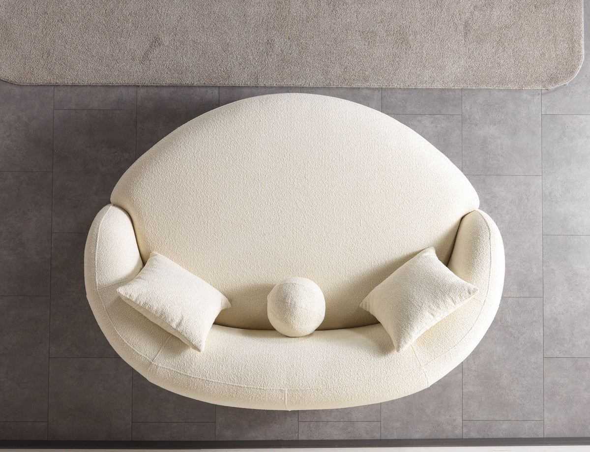 Bonita Ivory Boucle Round Sofa 71" view 8