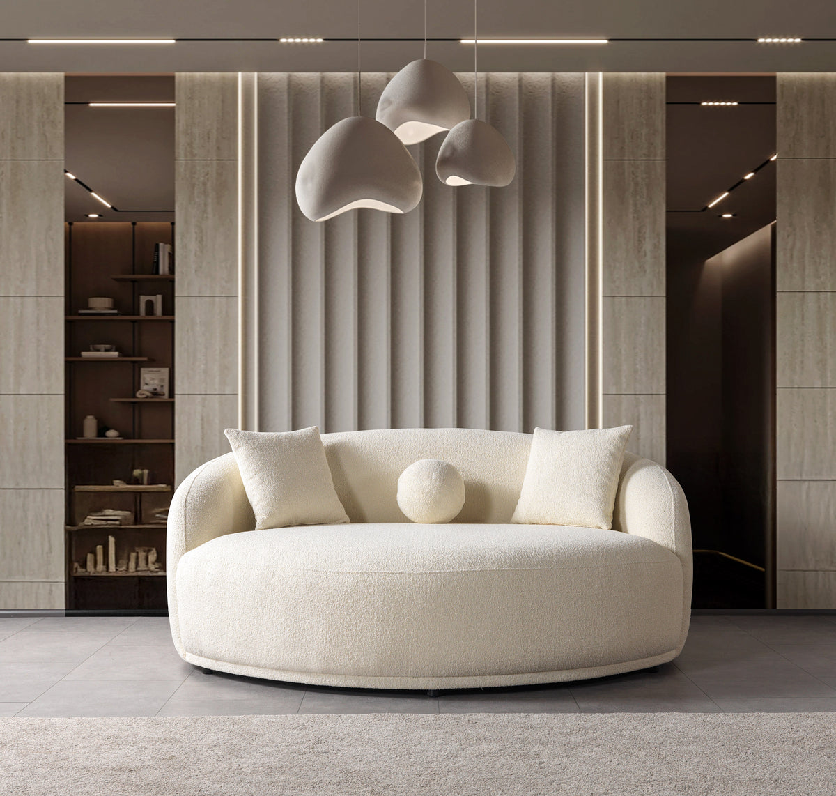 Bonita Ivory Boucle Round Sofa 71" from Ella Furniture
