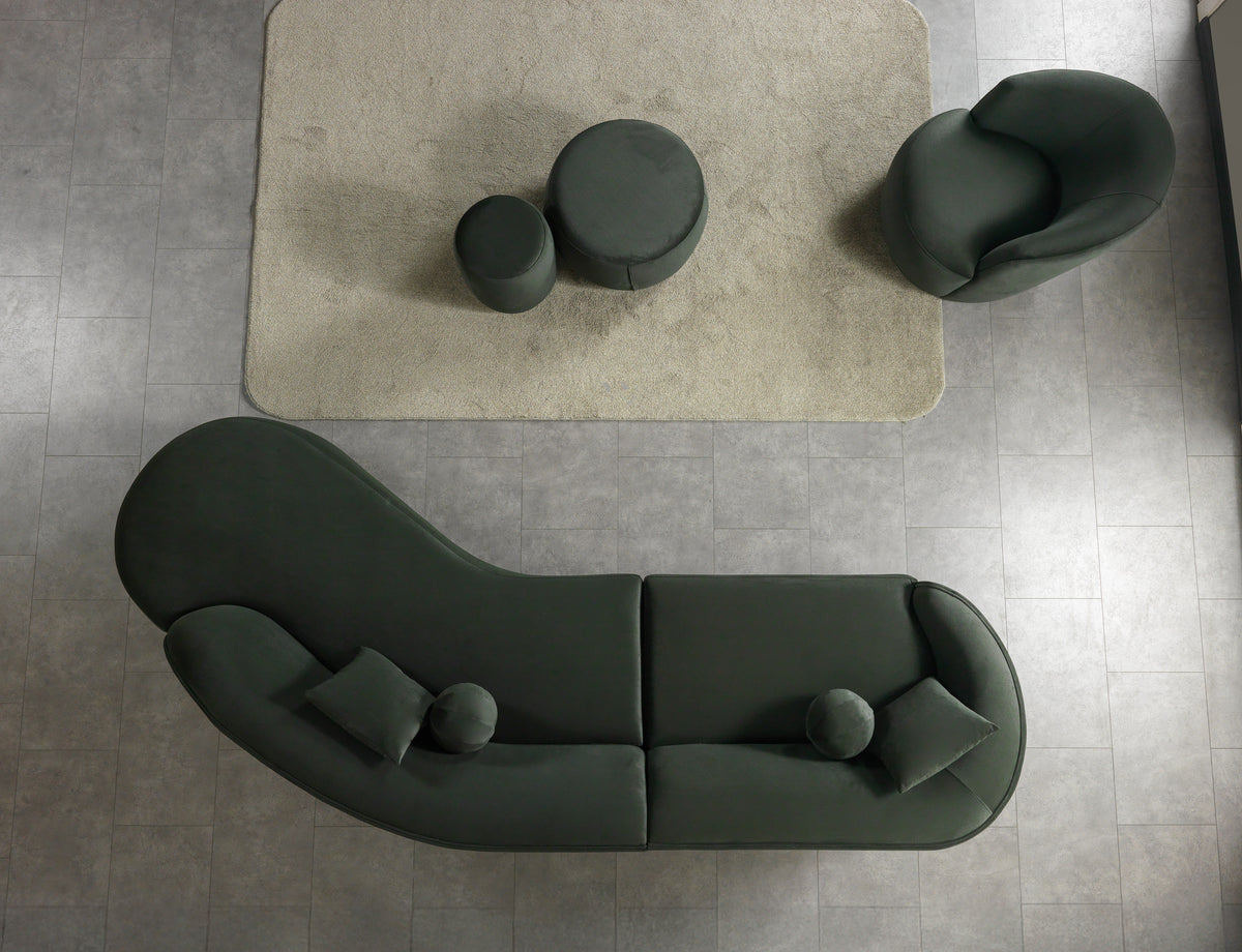 Cloe Green Velvet Curved 134" RAF Sectional view 5