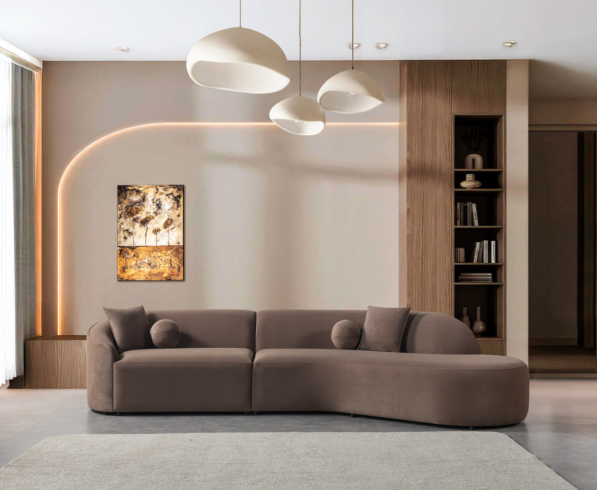 Cloe Coffee Velvet Curved 134" RAF Sectional from Ella Furniture
