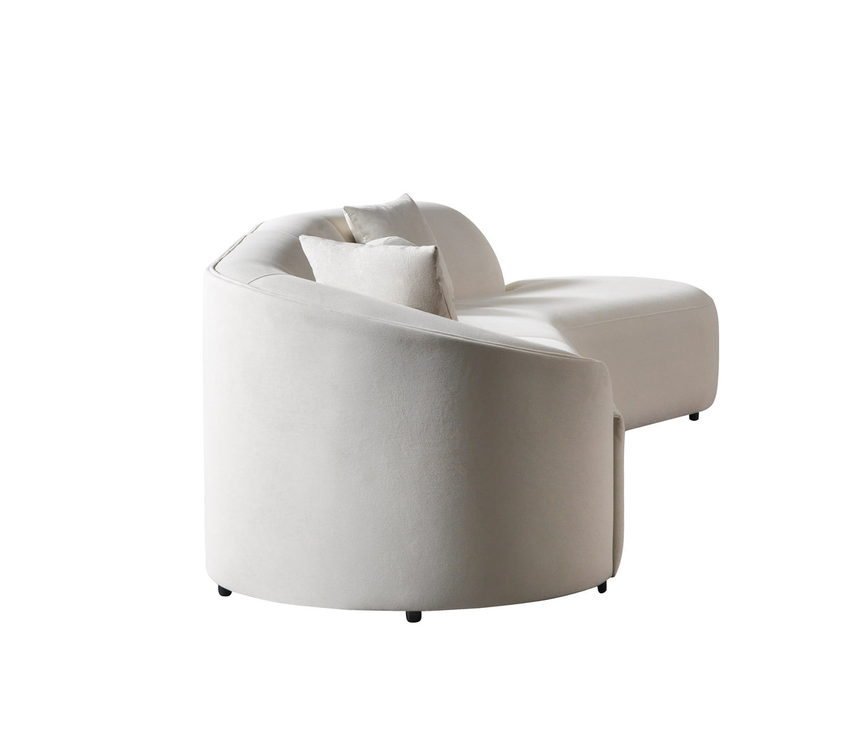 Cloe Ivory Velvet Curved 134" RAF Sectional view 11