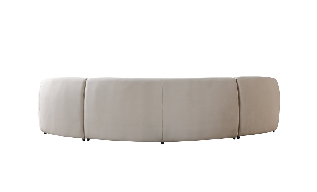 Bonita Ivory Velvet 3-Piece Curved 138" Sectional view 15