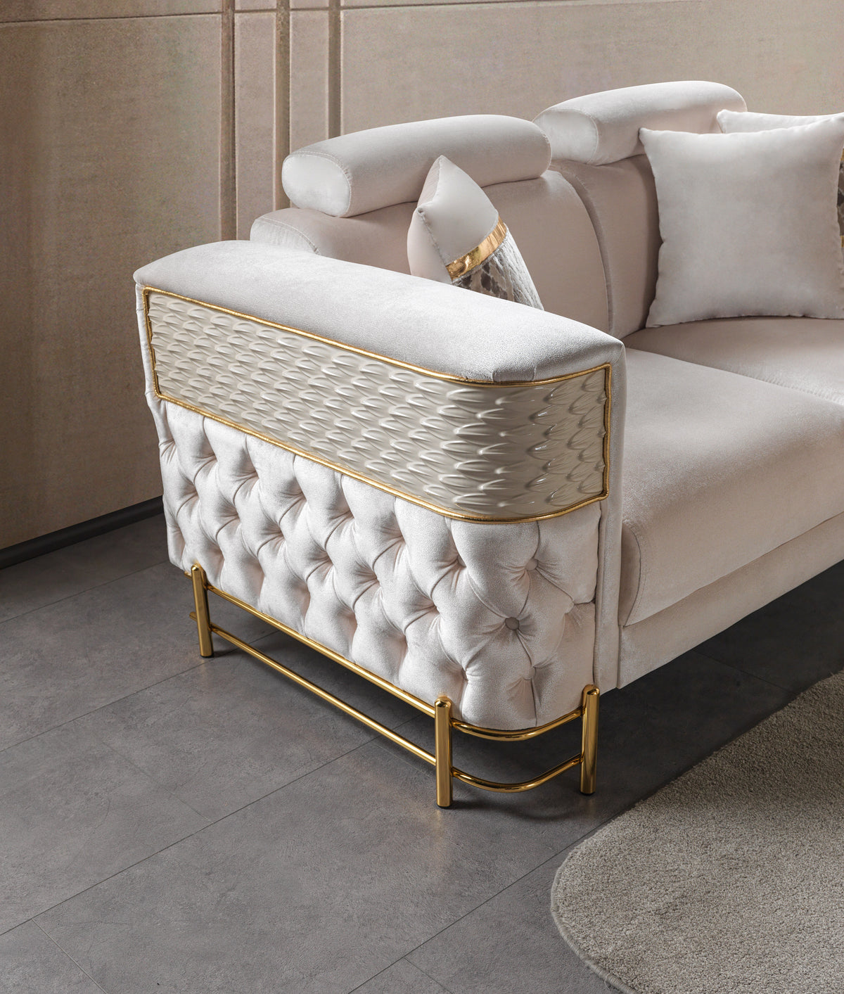 Fabiana Ivory Velvet Loveseat view 7