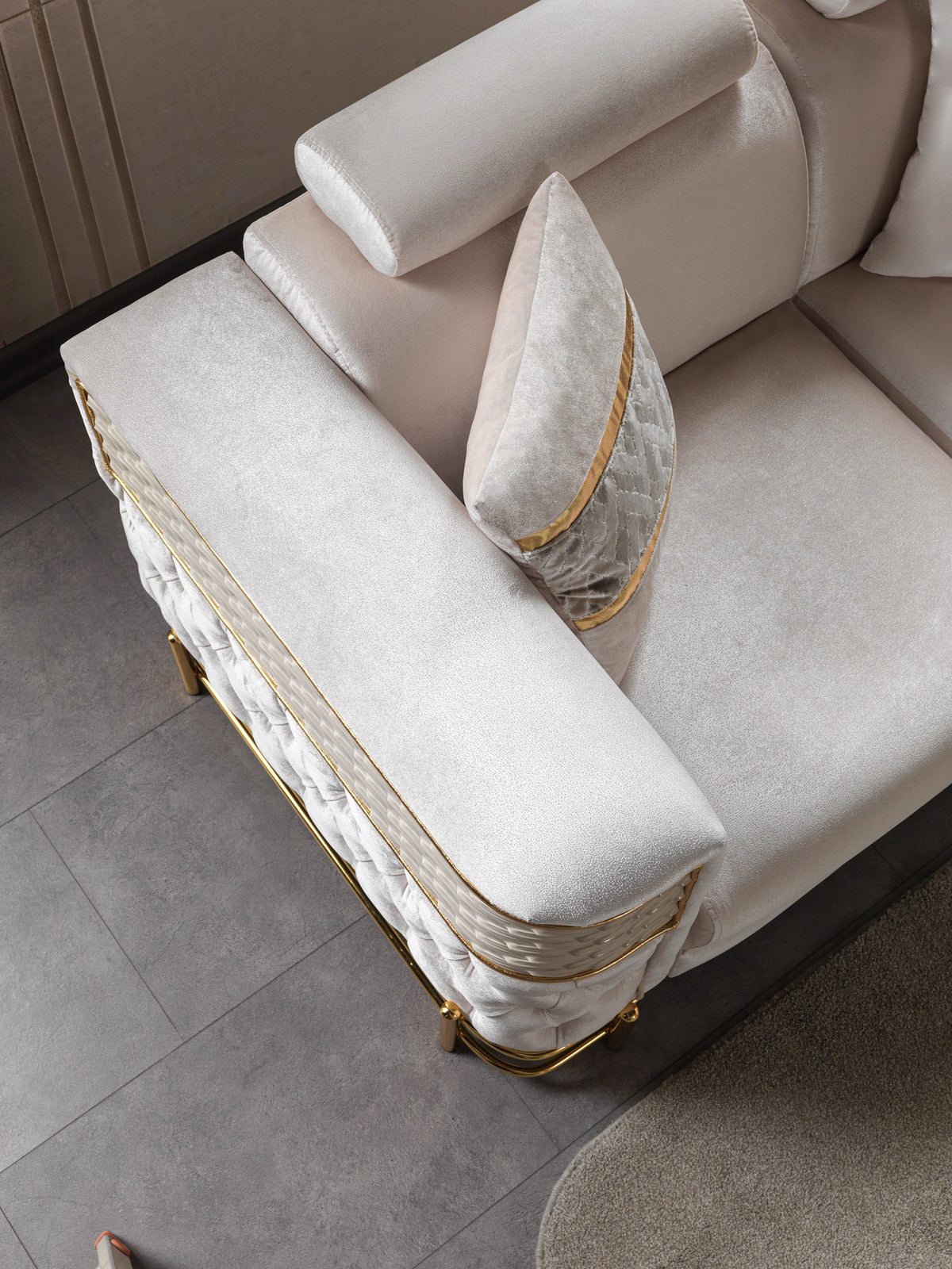 Fabiana Ivory Velvet Sofa view 8