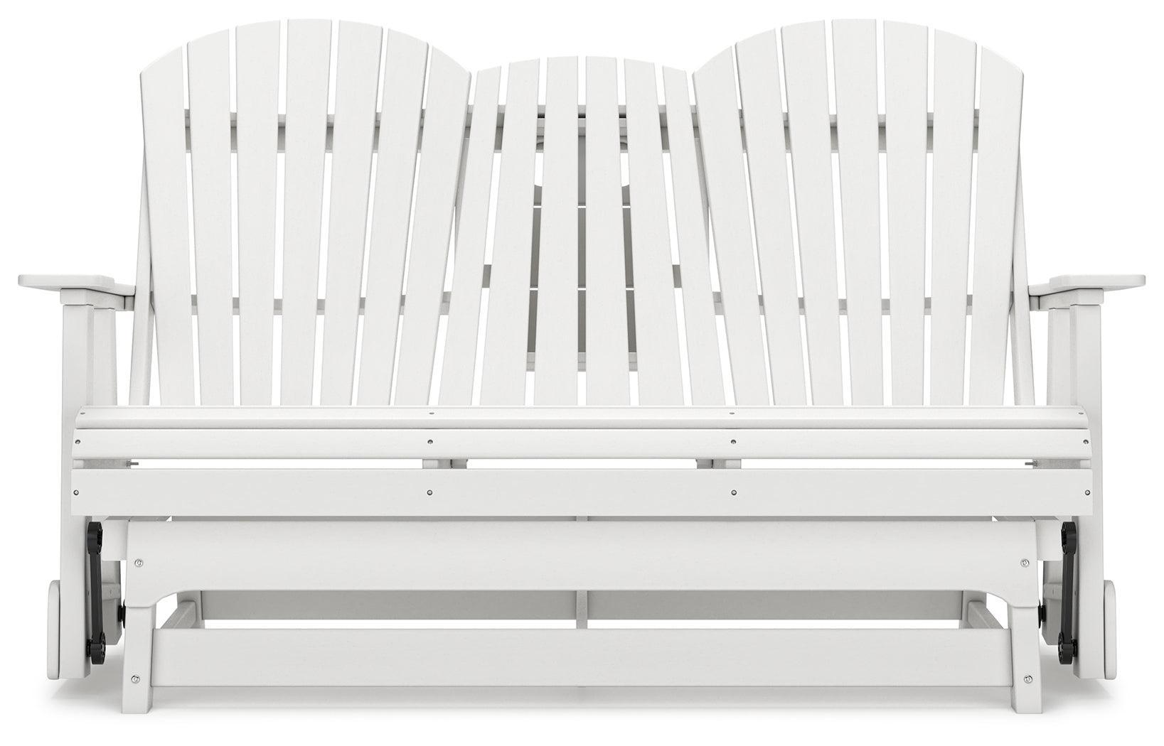 Hyland Wave White Outdoor Glider Loveseat - Ella Furniture