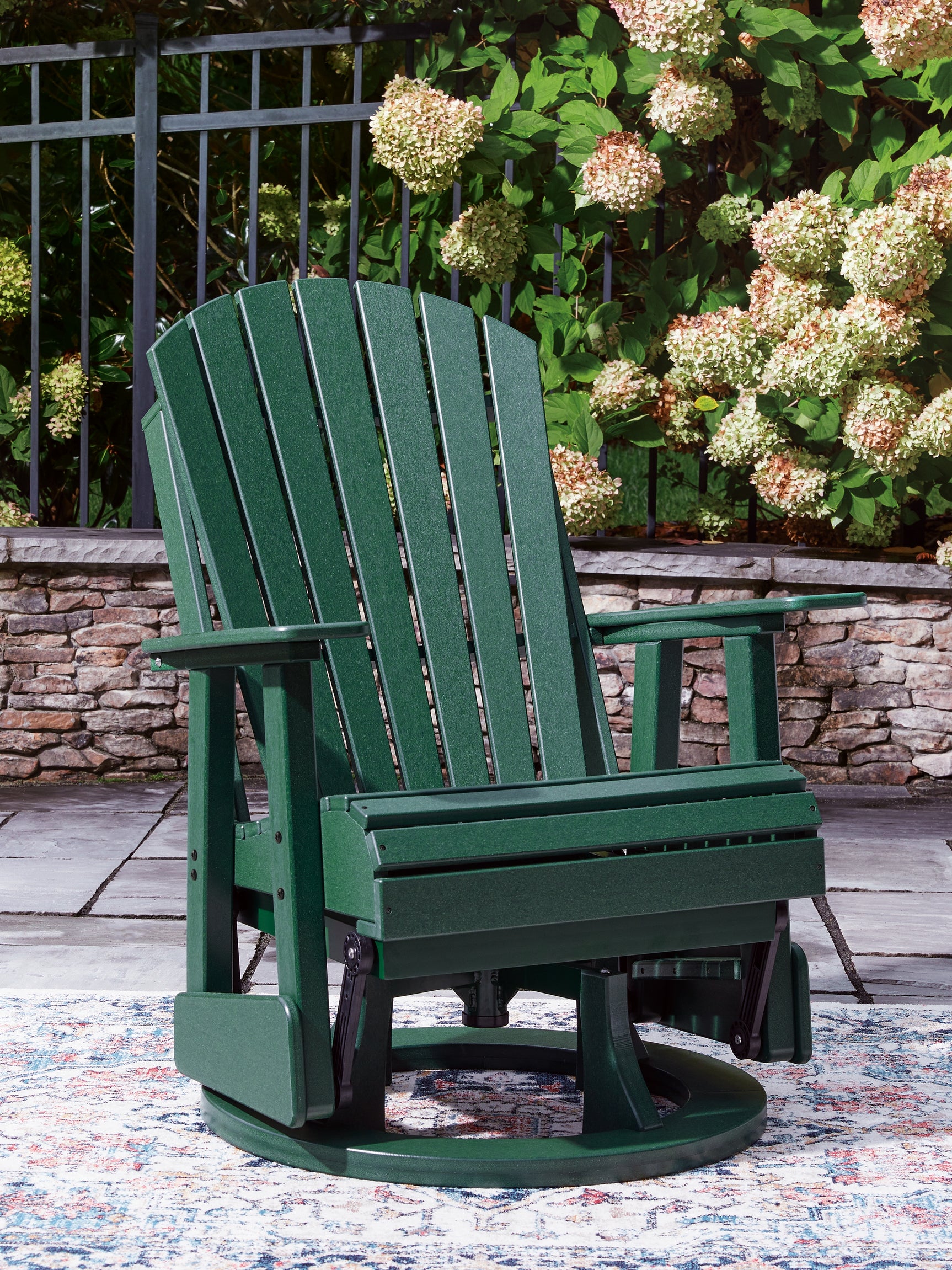 Shell Beach Green Outdoor Swivel Glider Chair