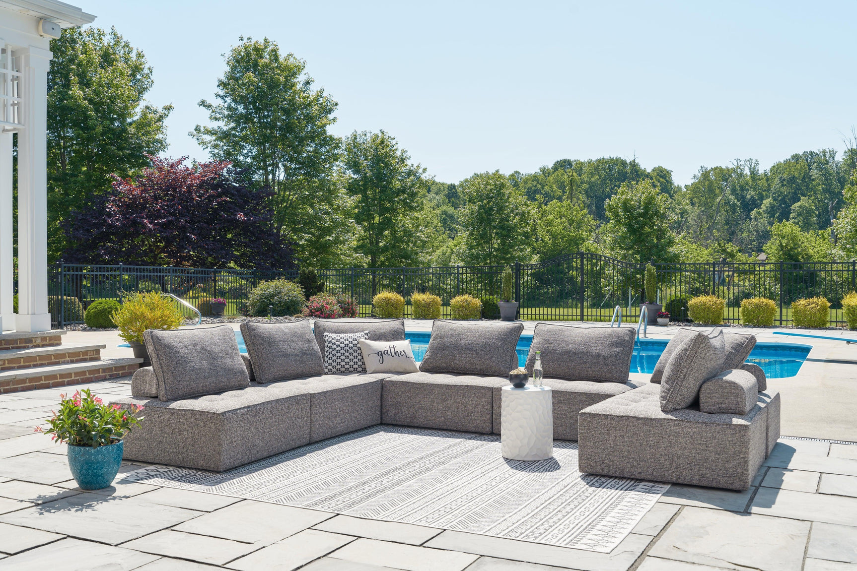 Bree Zee Brown 7-Piece Outdoor Sectional Sofa