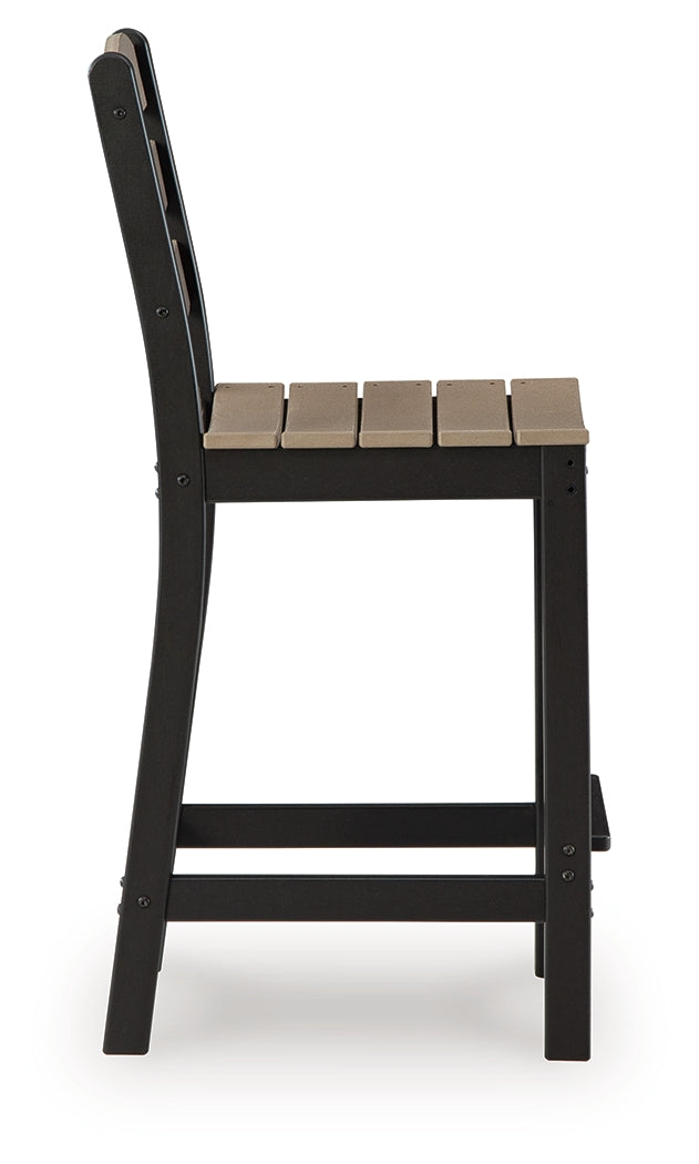Shoreline Beach Black/Beige Outdoor Counter Table and 2 Barstools