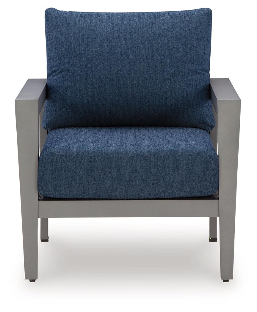 Gali Gray/Blue Outdoor Sofa/Chairs/Table Set (Set of 4)