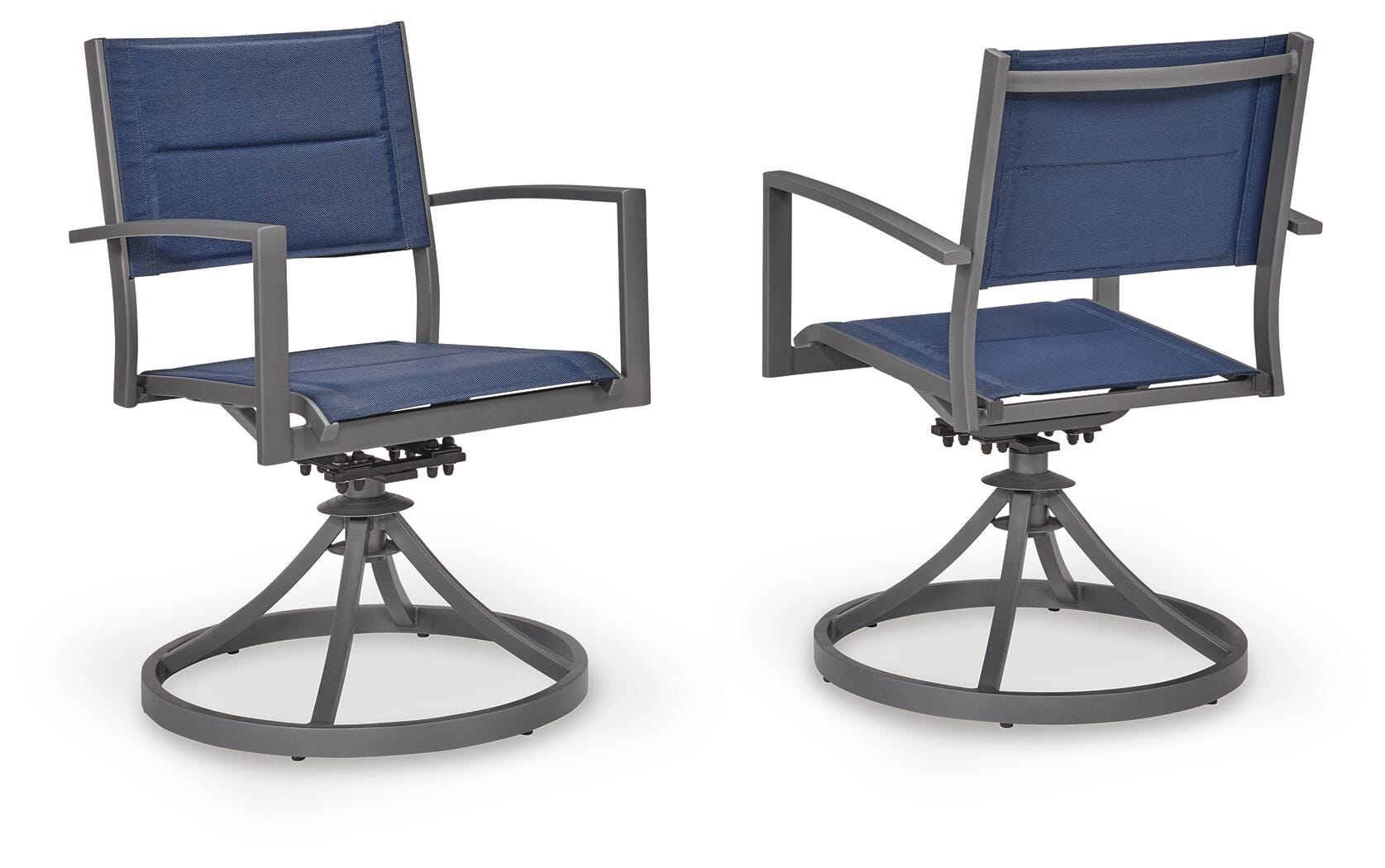 Rocky Creek Blue/Gray Outdoor Sling Swivel Chair (Set of 2)