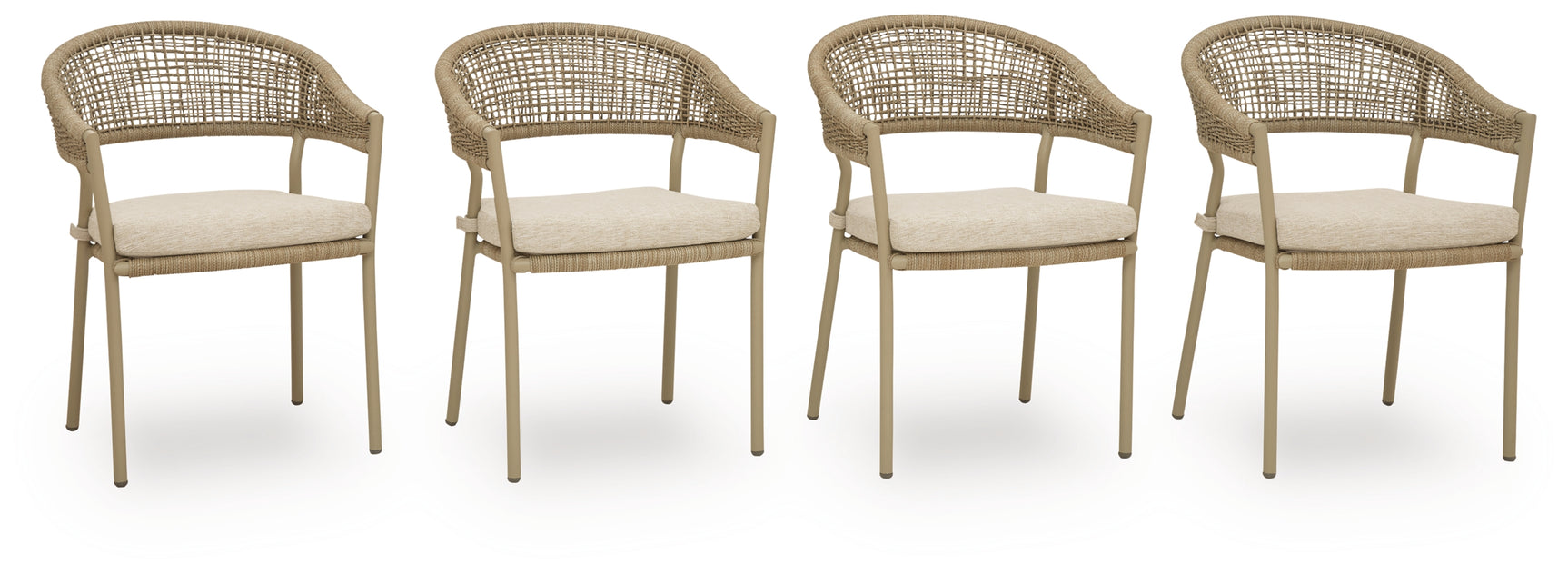 Orchard Beach Beige Outdoor Arm Chair with Cushion (Set of 4)
