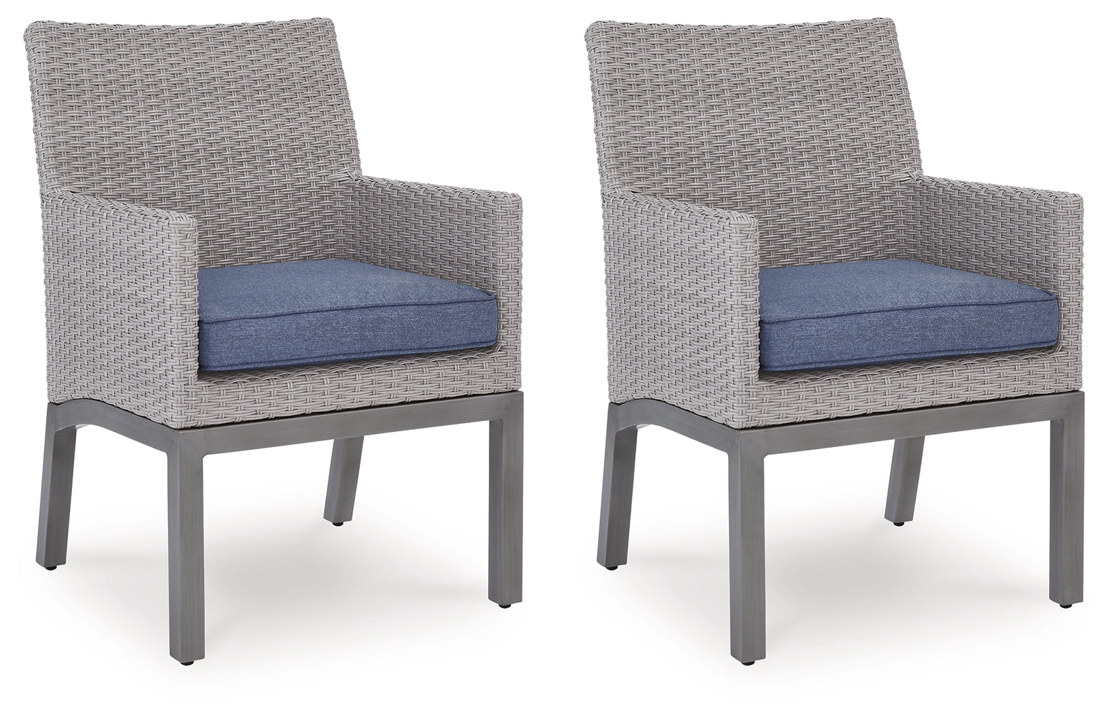 Half Moon Beach Blue/Gray Outdoor Arm Chair with Cushion (Set of 2)