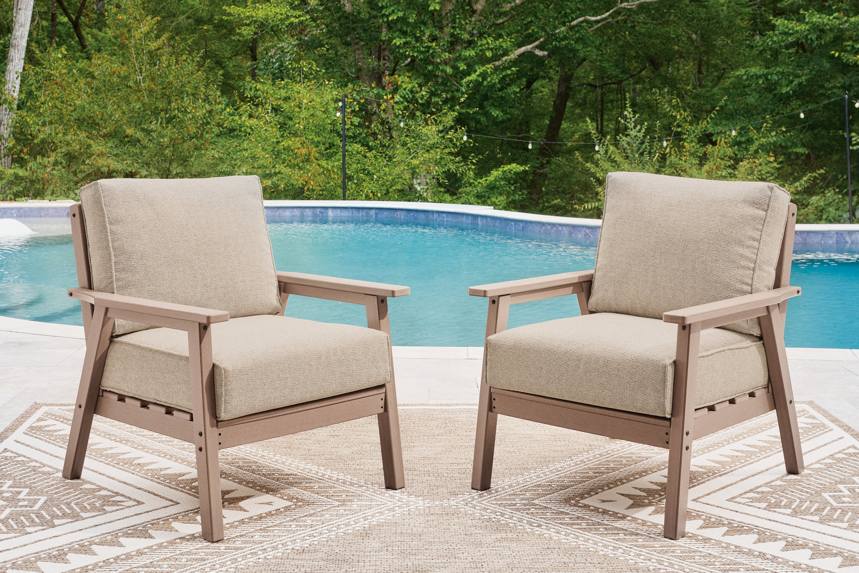 Grover Driftwood Beach 2 Outdoor Lounge Chairs with End Table