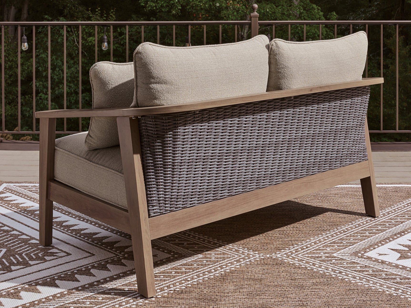 Harmony Headlands Natural/Gray Outdoor Loveseat with Cushion