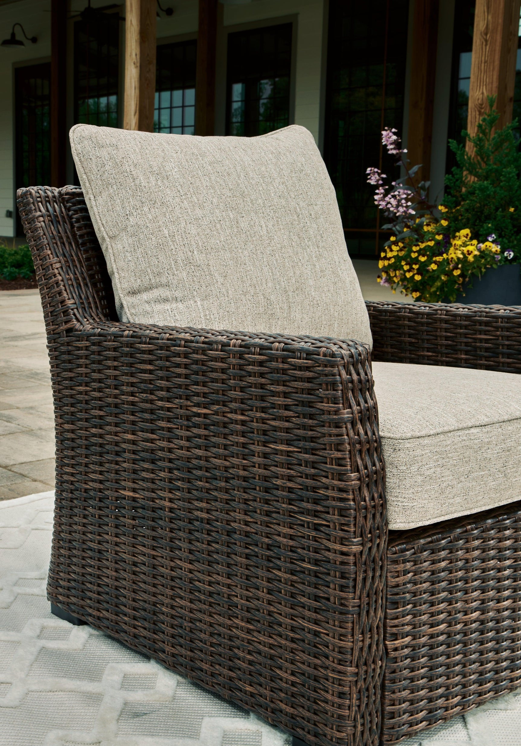 Brook Ranch Brown Outdoor Lounge Chair With Cushion - Ella Furniture