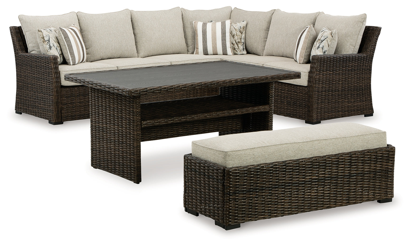Brook Brown Ranch Outdoor Sectional Set with Coffee Table