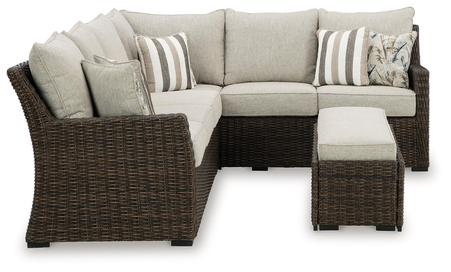 Brook Ranch Brown Outdoor Sofa Sectional and Bench Set with Cushions (3-Piece)