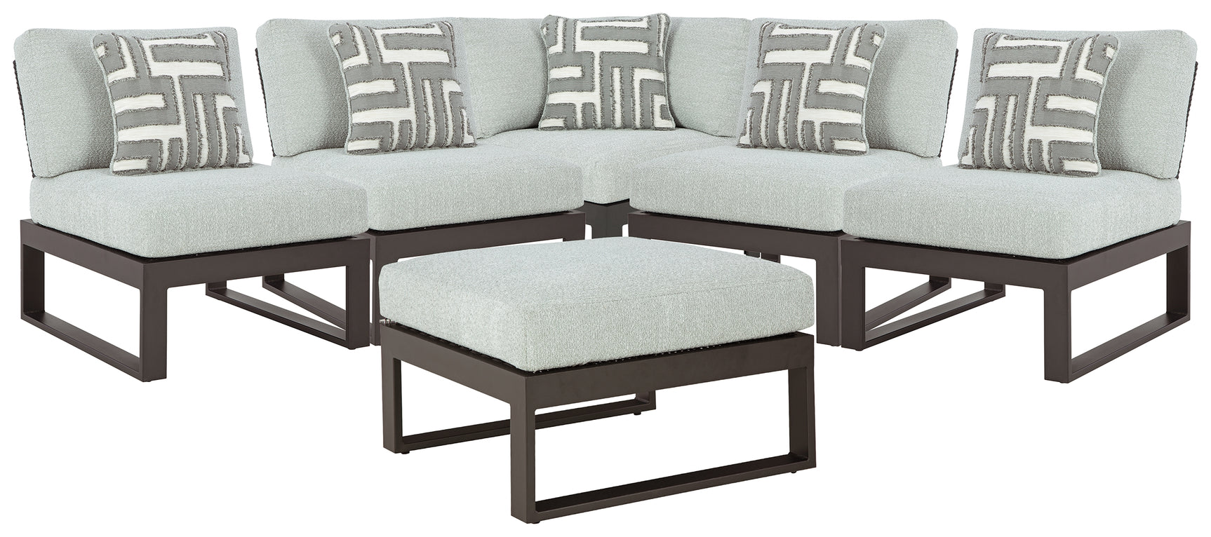 Beachloft Black/Gray 5-Piece Outdoor Sectional with Ottoman