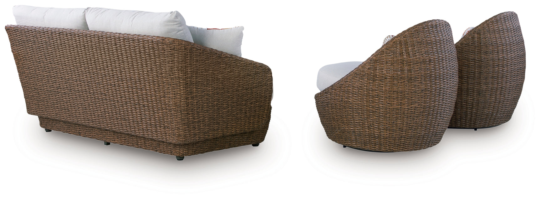 Double Point Beige Outdoor Loveseat/2 Swivel Chairs (Set of 3)