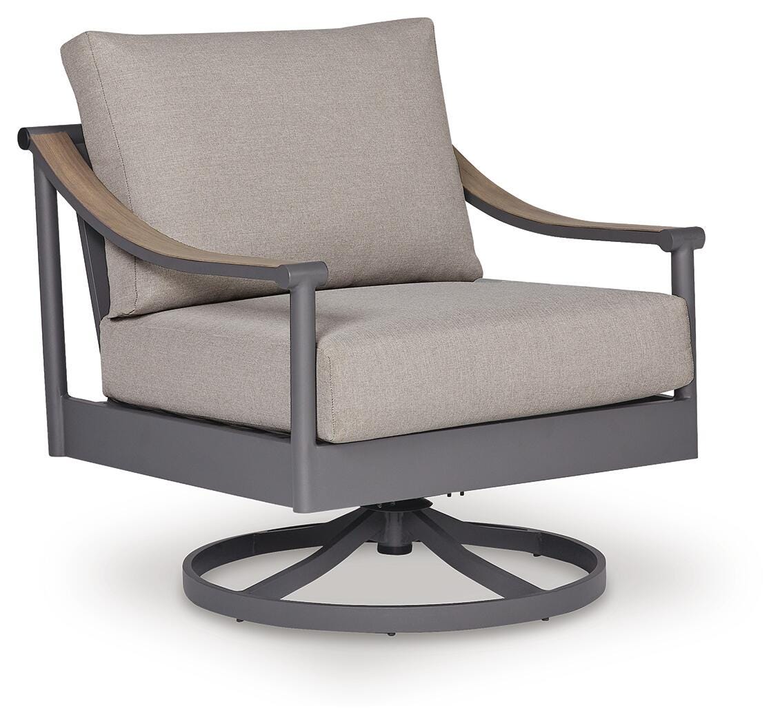 Ocean Beach Gray Outdoor Swivel Lounge with Cushion