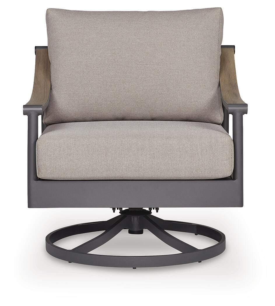 Ocean Beach Gray Outdoor Swivel Lounge with Cushion