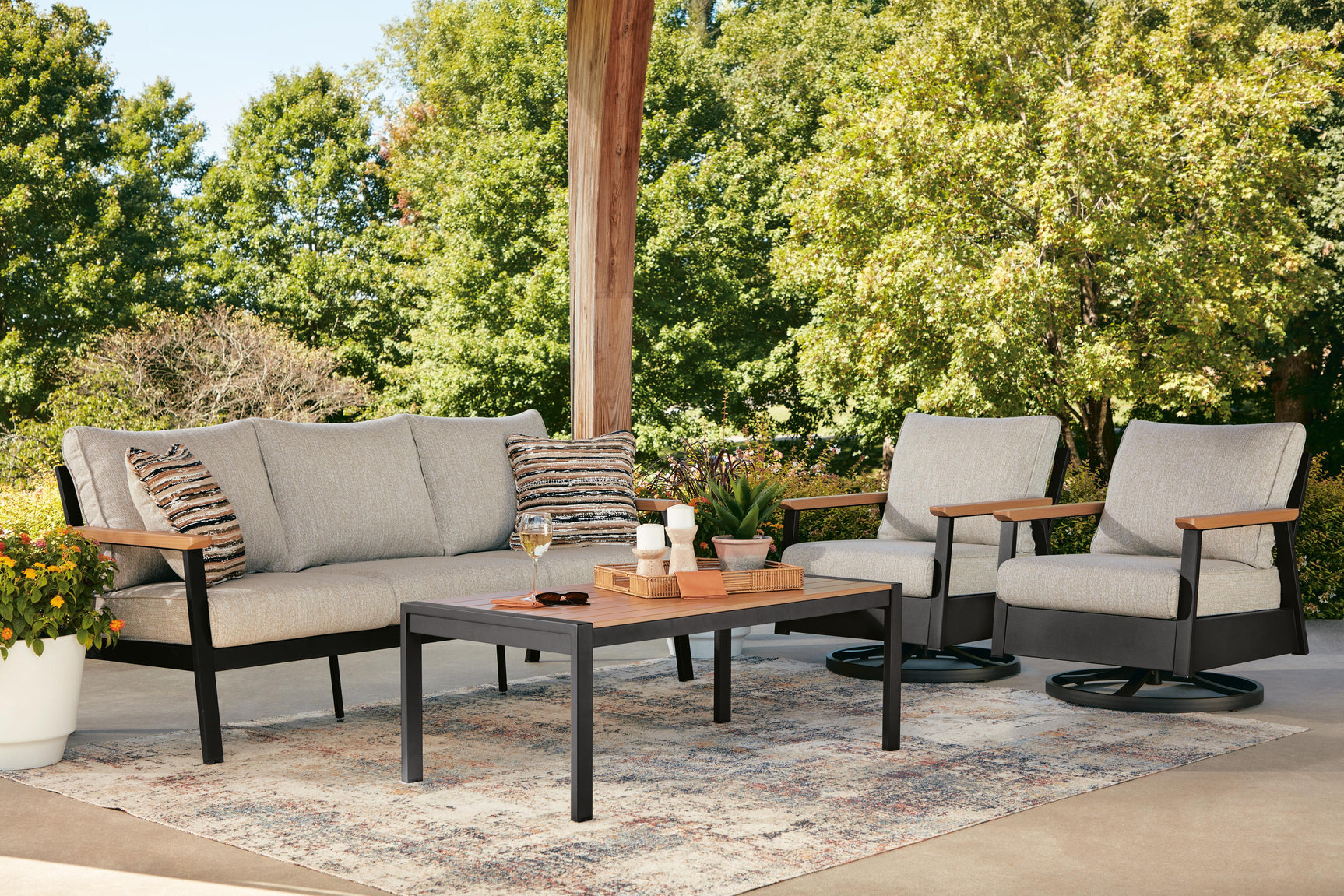 Carmel Highlands Dark Brown Outdoor Sofa/Chairs/Table (Set of 4)
