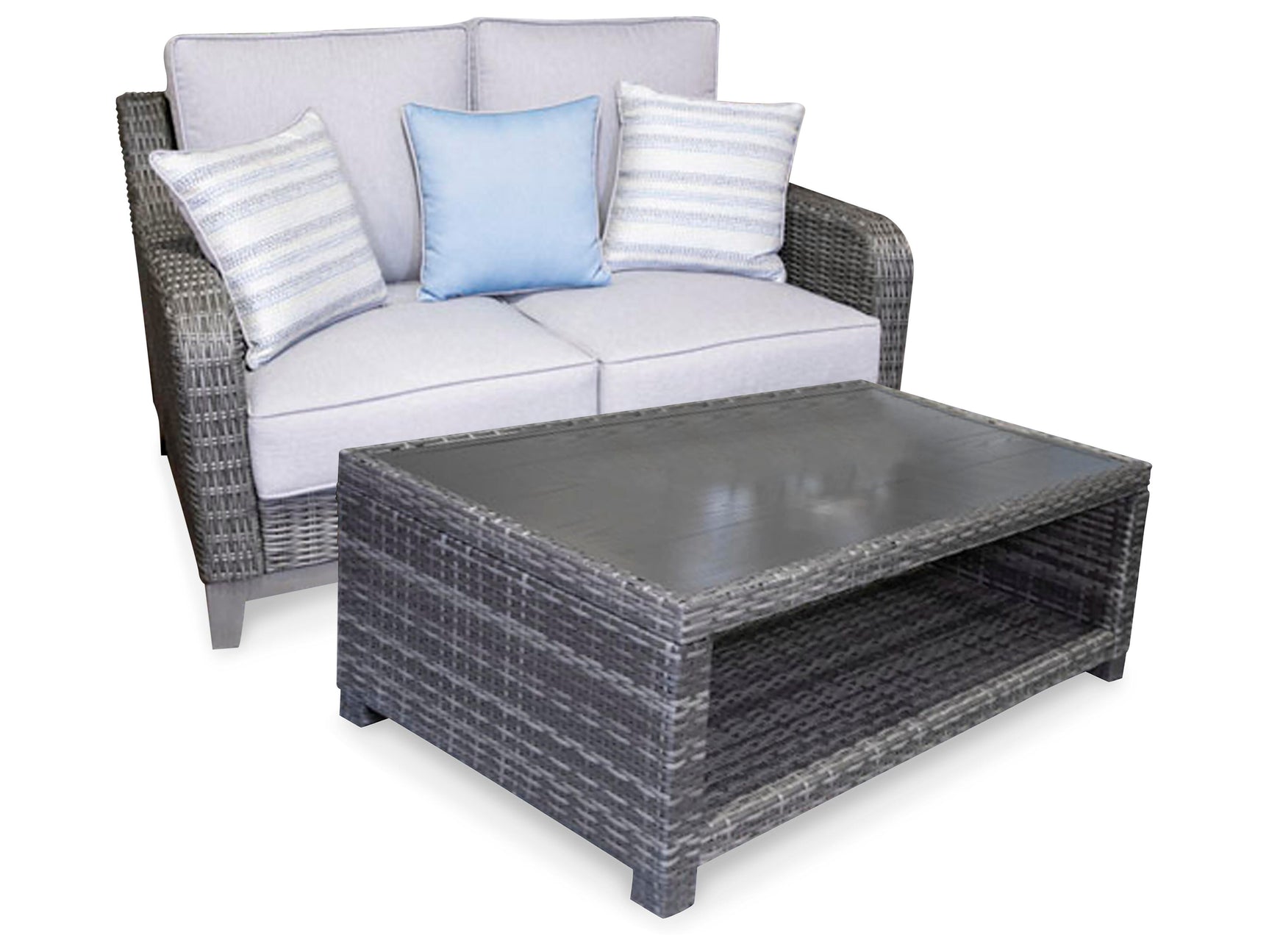 Elite Gray Park Outdoor Loveseat with Coffee Table