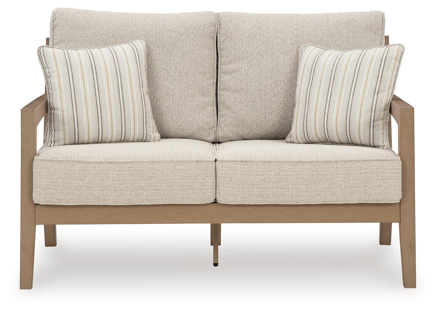 Hallow Creek Driftwood Outdoor Loveseat With Cushion
