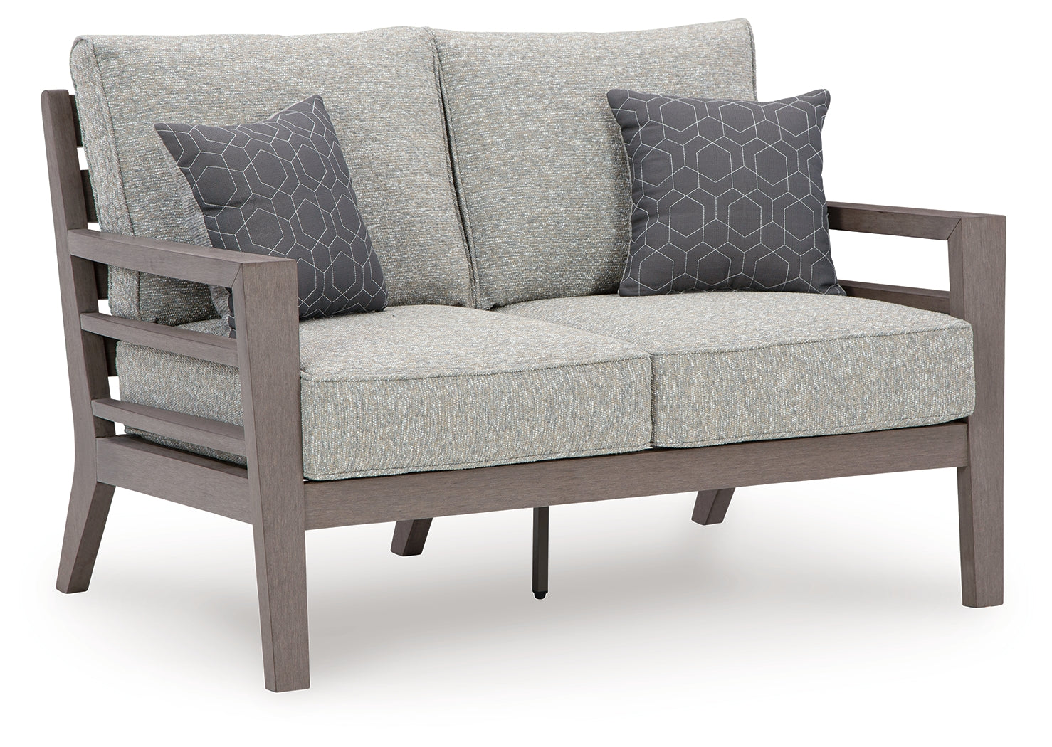 Hillside Gray/Brown Barn Outdoor Sofa and Loveseat with Coffee Table