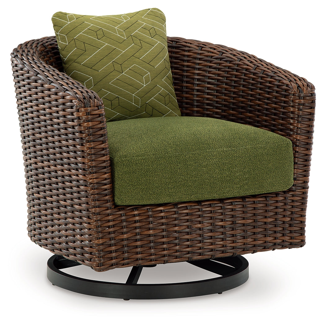 Horizon Brown/Green Hall Outdoor Sofa with 2 Lounge Chairs