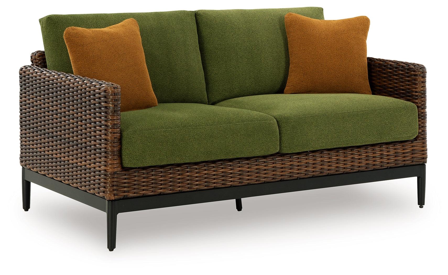 Horizon Brown/Green Hall Outdoor Sofa and Loveseat